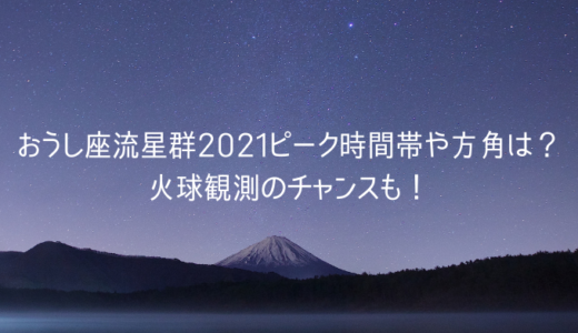 おうし座流星群2021東京のピーク時間帯や方角は？火球観測のチャンスも？